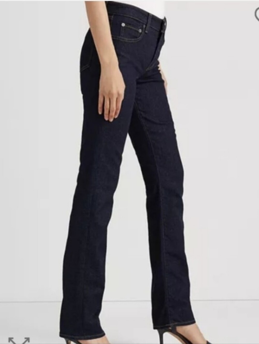 Lauren Ralph Lauren Dark Rinse Super Stretch Straight Leg Mid Rise Jeans 14P NWT